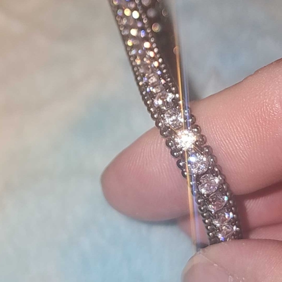 Black rodium over sterling CZ line bracelet - Picture 4 of 10